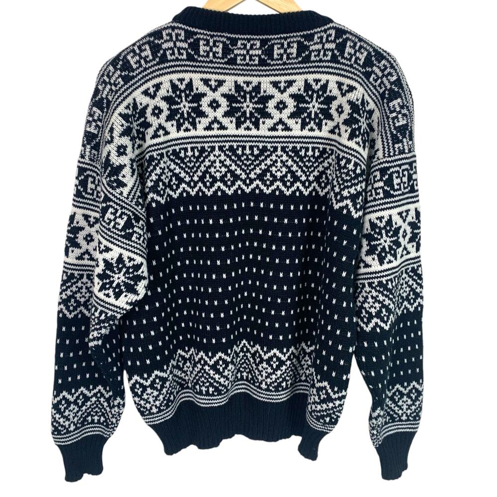 Vintage BOG Sport Men's Black and White Nordic Crewneck Sweater Sz L - Picture 2 of 7